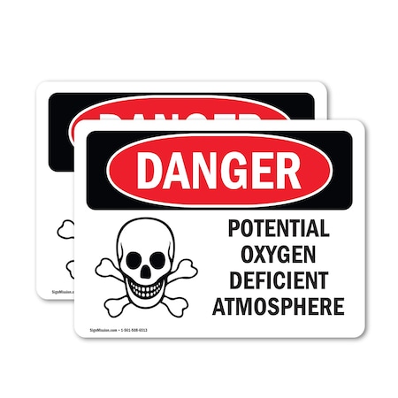 Signmission Potential Oxygen Deficient Atmosphere, 10 in W x Rectangle, Vinyl Decal OS-2PACK-DS-D-710-L-1808